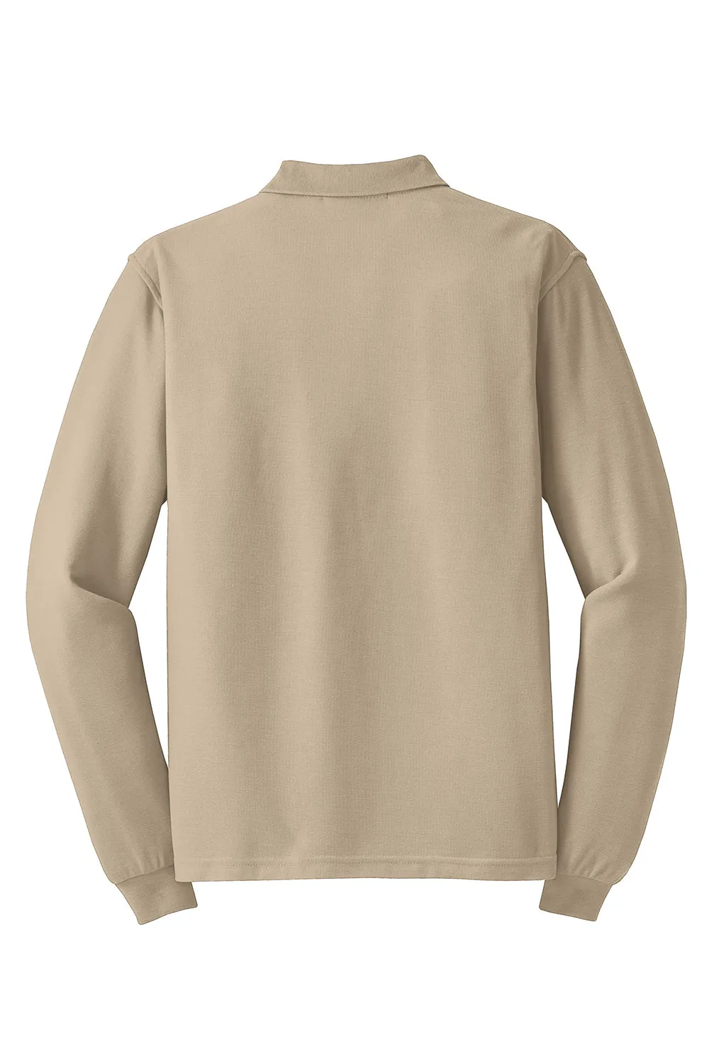 Port Authority Mens Silk Touch Wrinkle Resistant Long Sleeve Polo Shirt - Stone - Closeout