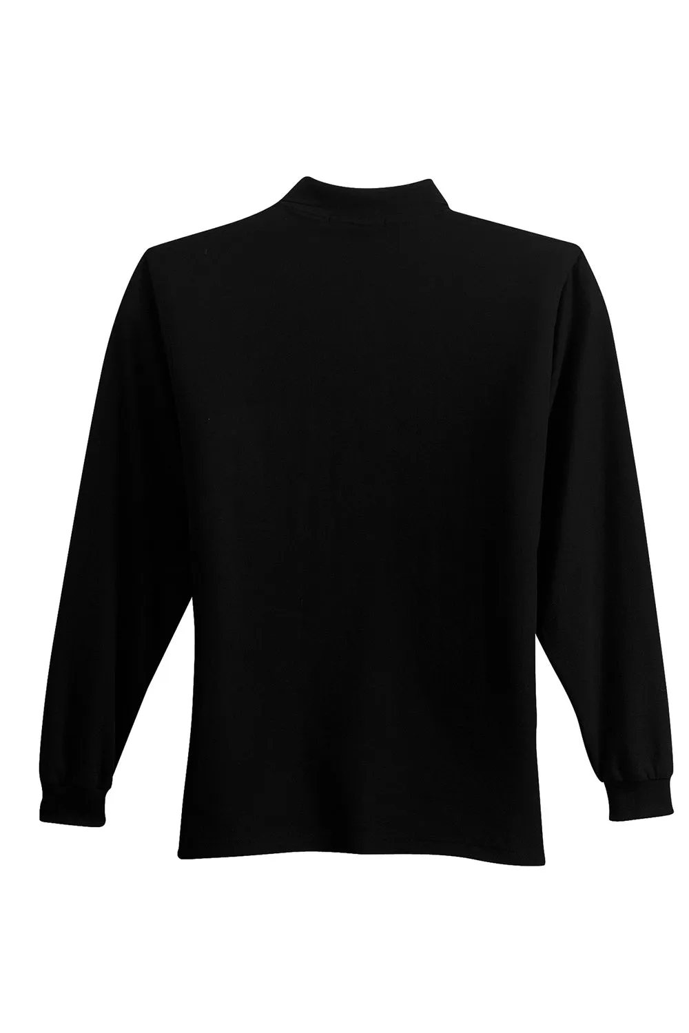 Port Authority Mens Silk Touch Wrinkle Resistant Long Sleeve Polo Shirt w/ Pocket - Black