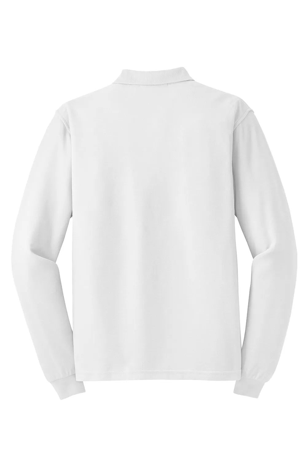 Port Authority Mens Silk Touch Wrinkle Resistant Long Sleeve Polo Shirt - White
