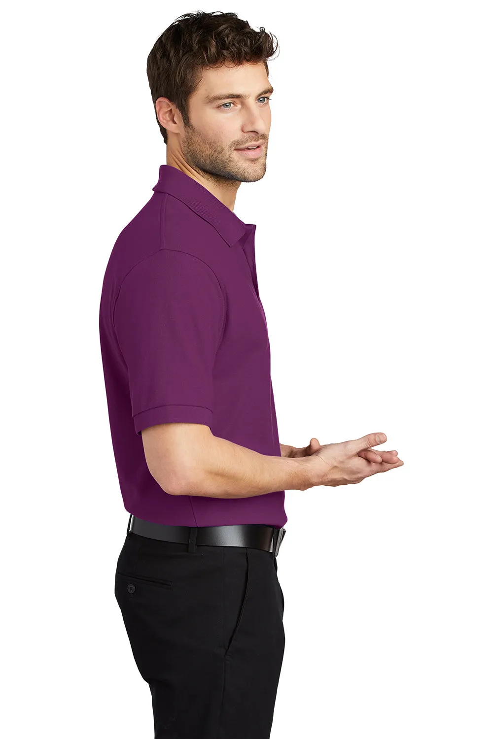 Port Authority Mens Silk Touch Wrinkle Resistant Short Sleeve Polo Shirt - Deep Berry Purple