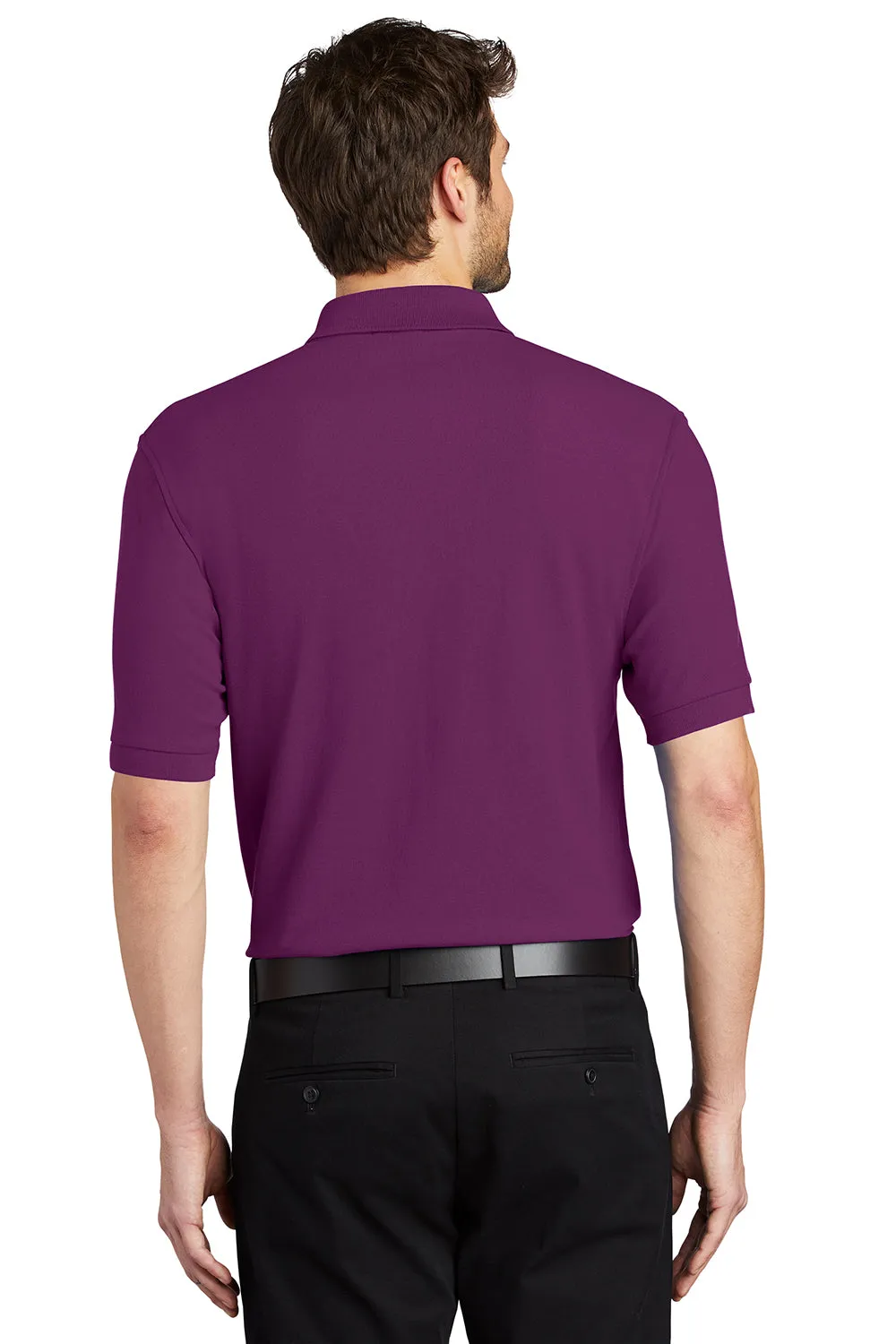 Port Authority Mens Silk Touch Wrinkle Resistant Short Sleeve Polo Shirt - Deep Berry Purple