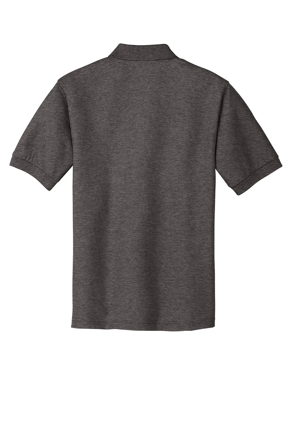 Port Authority Mens Silk Touch Wrinkle Resistant Short Sleeve Polo Shirt - Heather Charcoal Grey