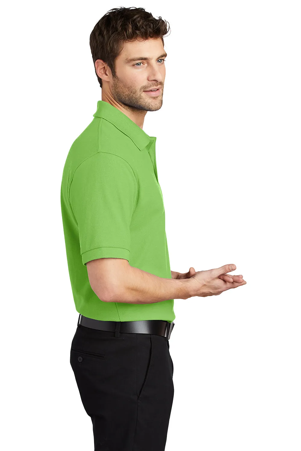 Port Authority Mens Silk Touch Wrinkle Resistant Short Sleeve Polo Shirt - Lime Green