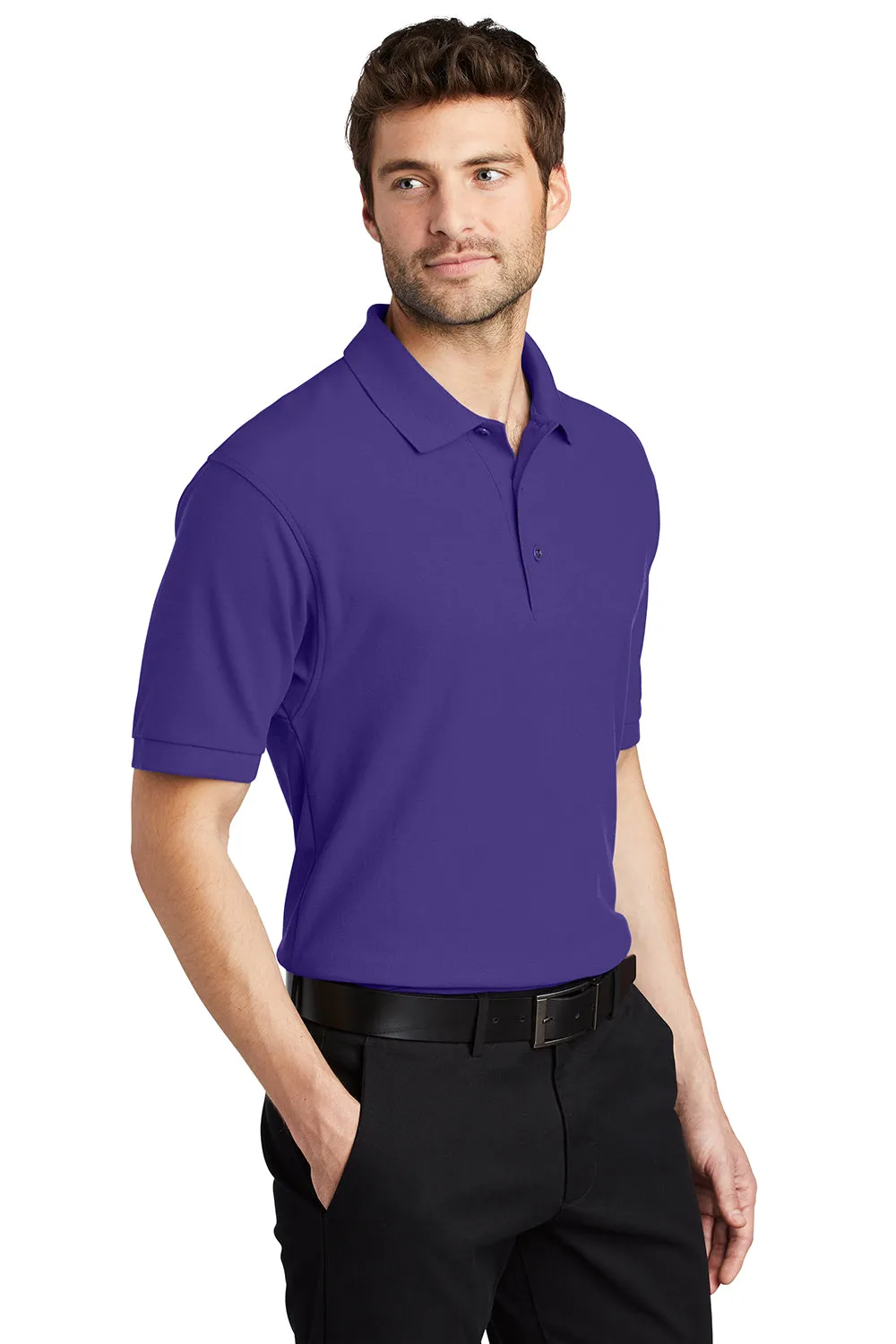 Port Authority Mens Silk Touch Wrinkle Resistant Short Sleeve Polo Shirt - Purple