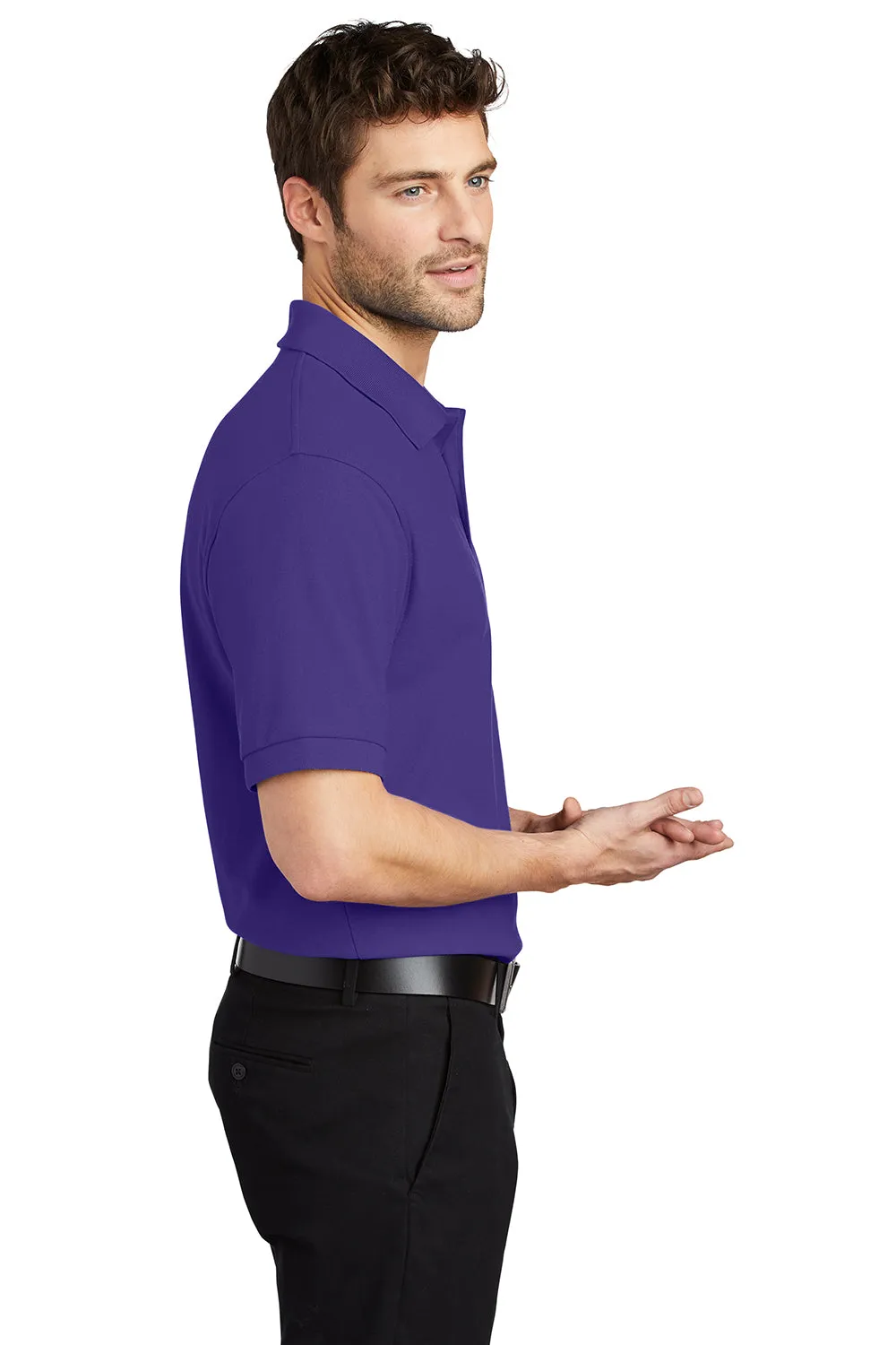 Port Authority Mens Silk Touch Wrinkle Resistant Short Sleeve Polo Shirt - Purple