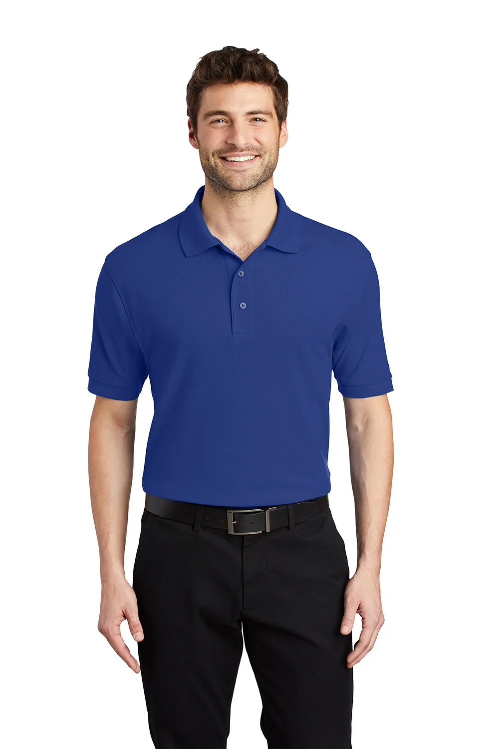 Port Authority Mens Silk Touch Wrinkle Resistant Short Sleeve Polo Shirt - Royal Blue