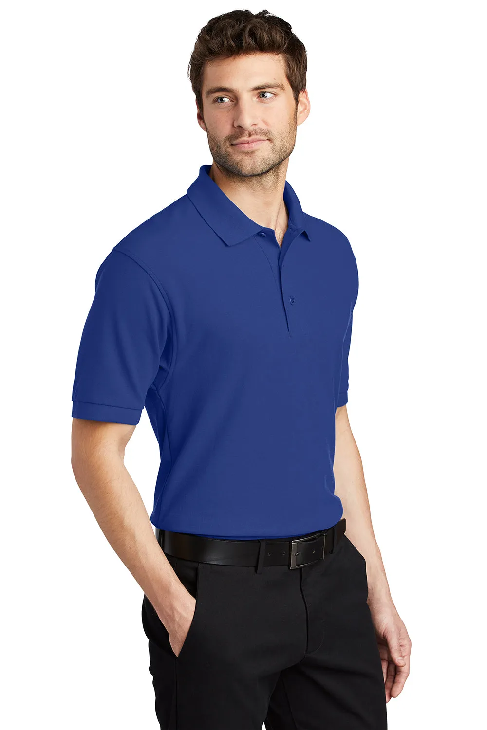 Port Authority Mens Silk Touch Wrinkle Resistant Short Sleeve Polo Shirt - Royal Blue
