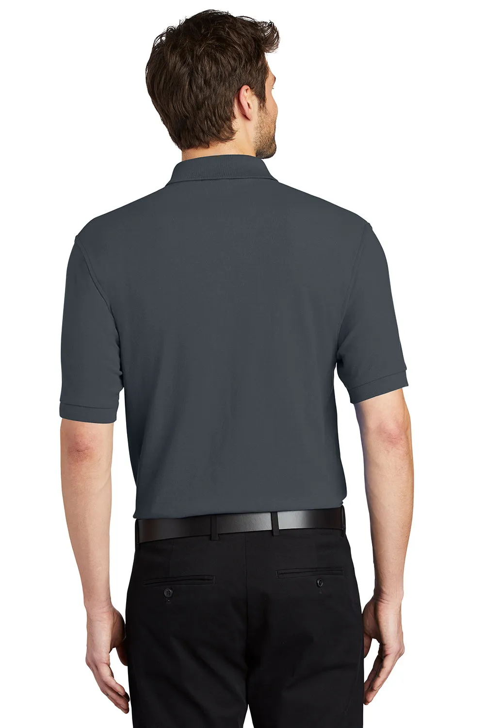Port Authority Mens Silk Touch Wrinkle Resistant Short Sleeve Polo Shirt - Steel Grey