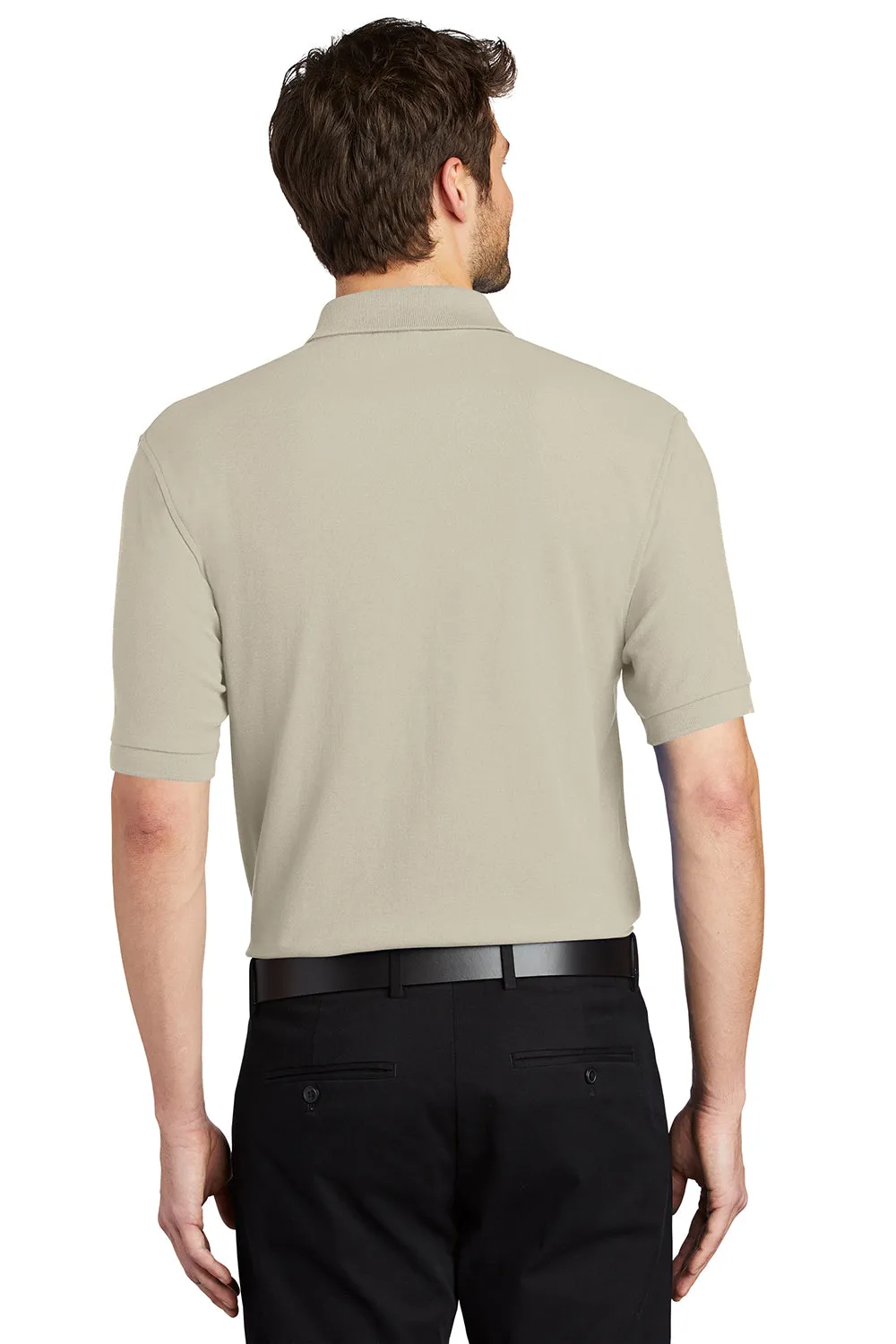 Port Authority Mens Silk Touch Wrinkle Resistant Short Sleeve Polo Shirt - Stone
