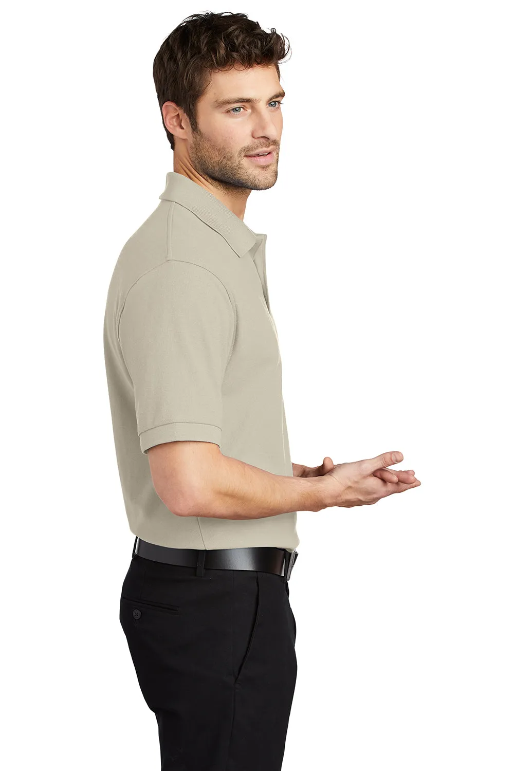 Port Authority Mens Silk Touch Wrinkle Resistant Short Sleeve Polo Shirt - Stone