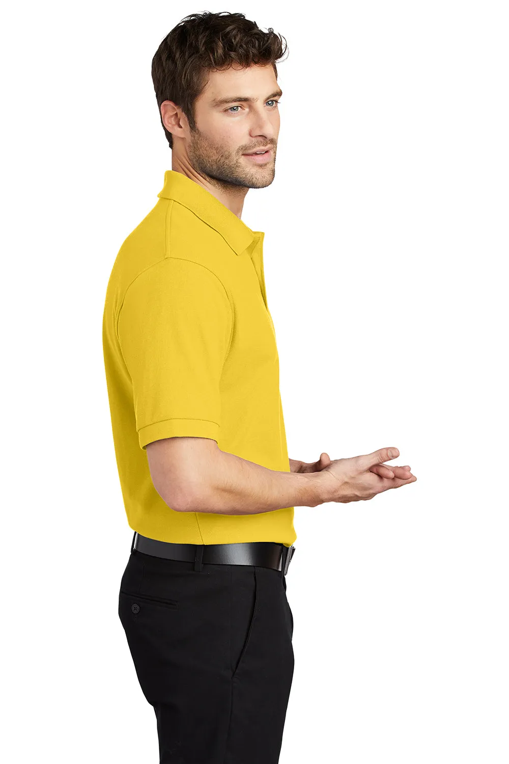 Port Authority Mens Silk Touch Wrinkle Resistant Short Sleeve Polo Shirt - Sunflower Yellow