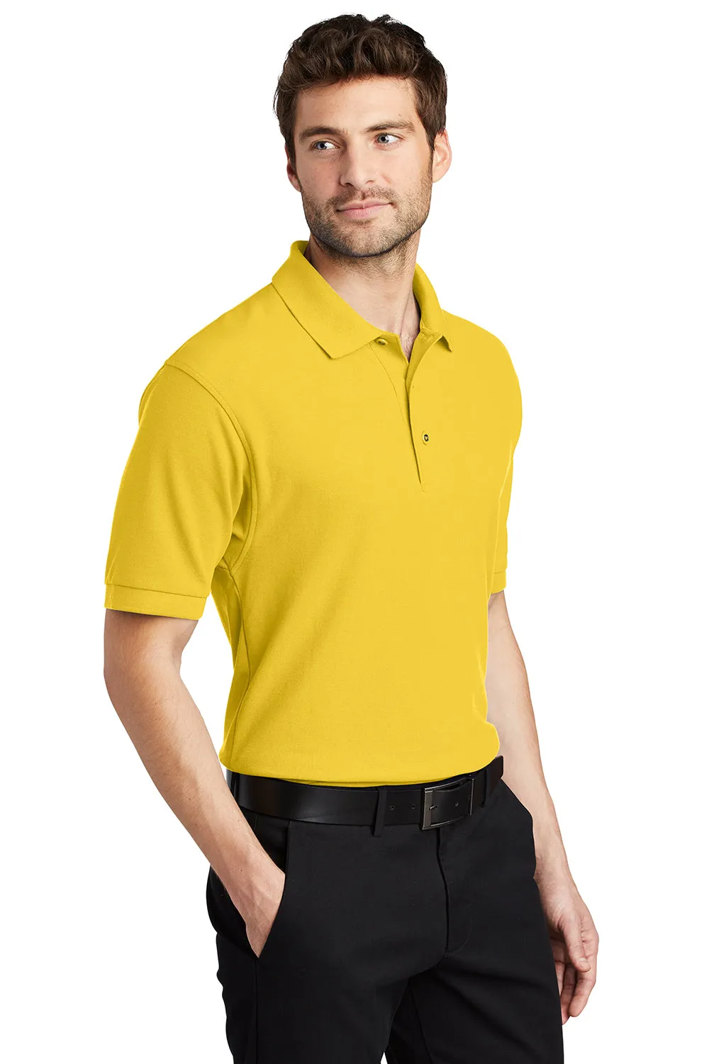Port Authority Mens Silk Touch Wrinkle Resistant Short Sleeve Polo Shirt - Sunflower Yellow