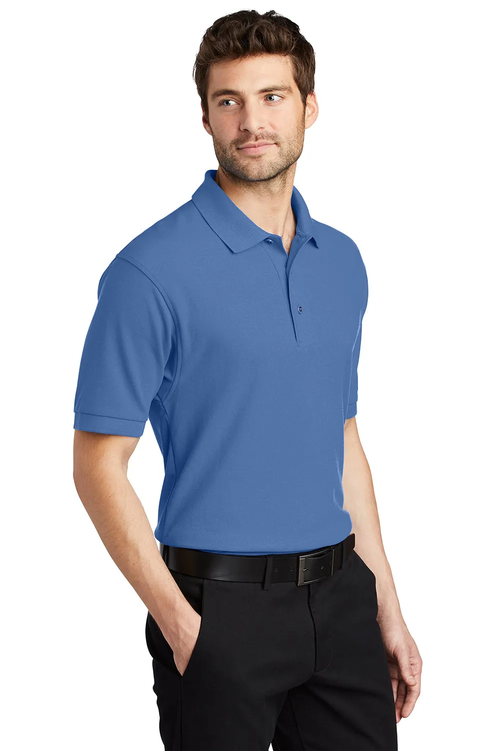 Port Authority Mens Silk Touch Wrinkle Resistant Short Sleeve Polo Shirt - Ultramarine Blue