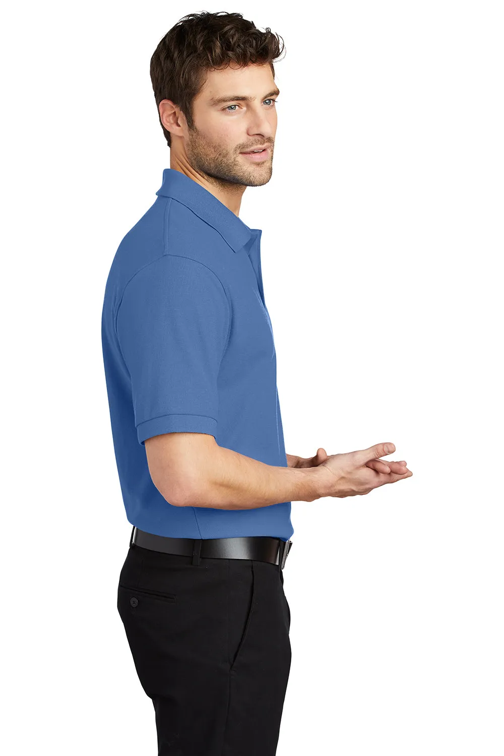 Port Authority Mens Silk Touch Wrinkle Resistant Short Sleeve Polo Shirt - Ultramarine Blue