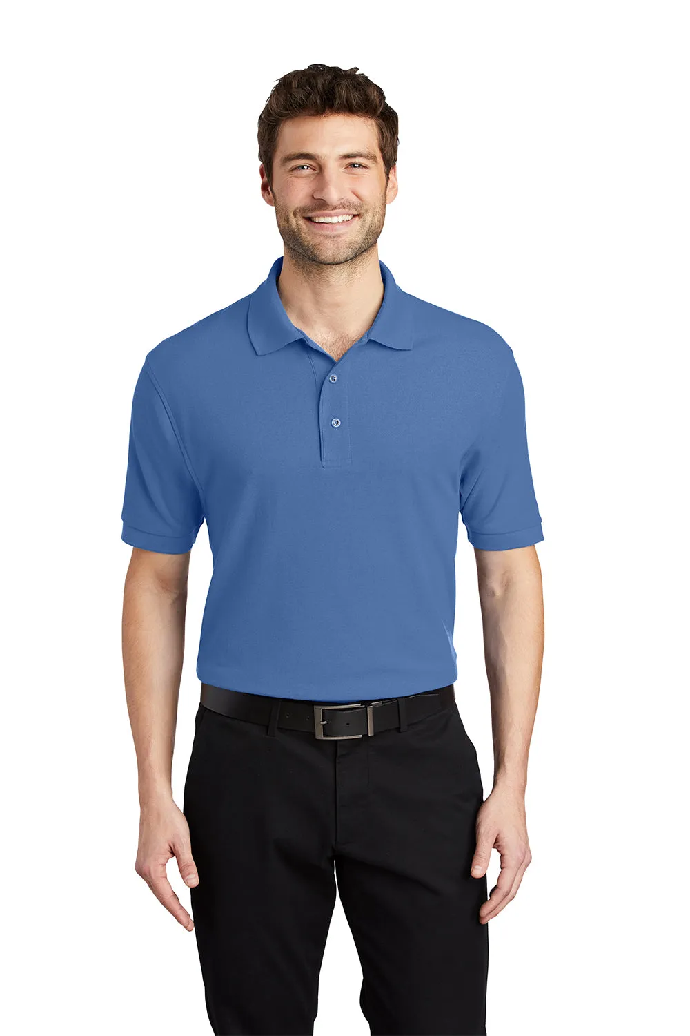 Port Authority Mens Silk Touch Wrinkle Resistant Short Sleeve Polo Shirt - Ultramarine Blue