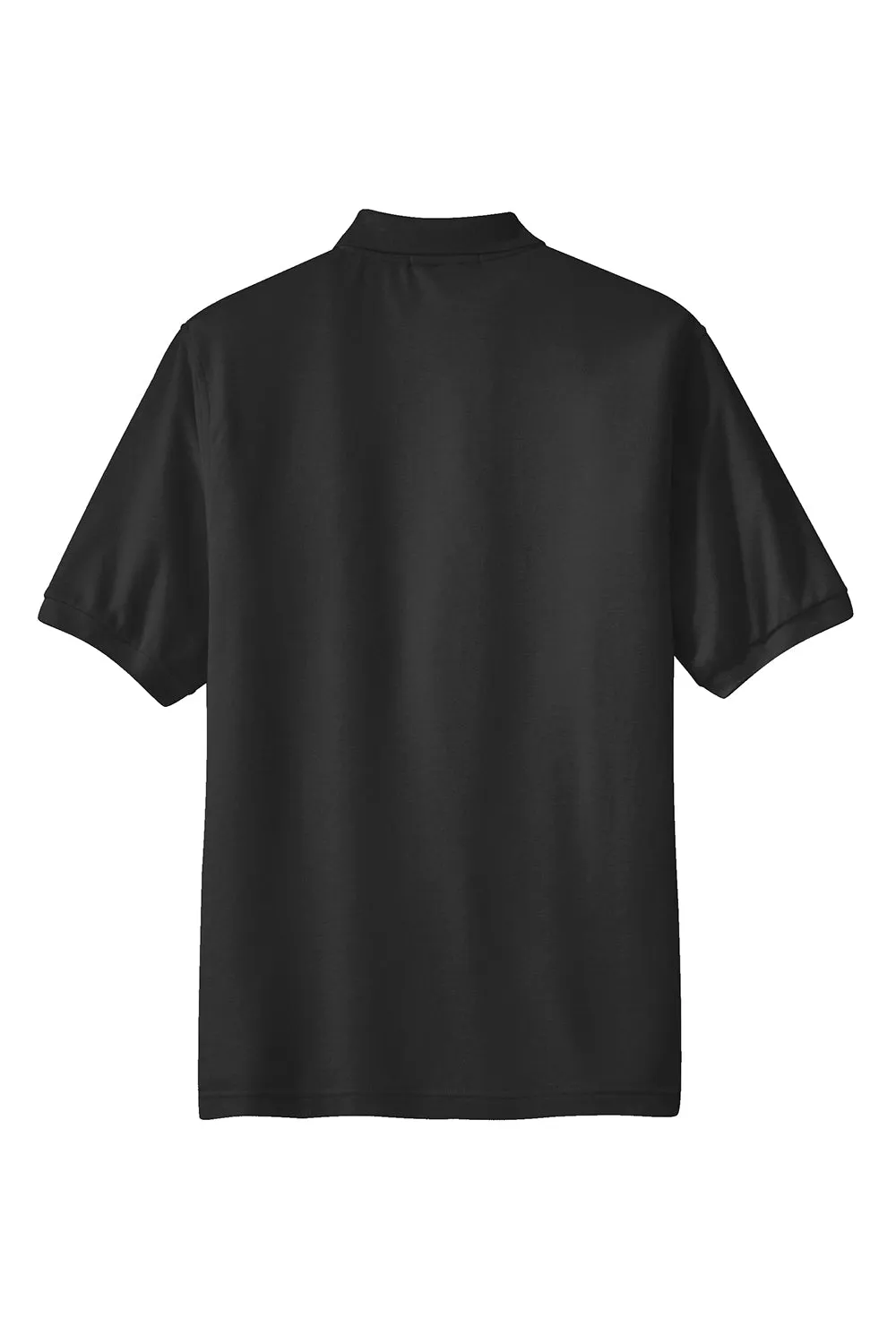 Port Authority Mens Silk Touch Wrinkle Resistant Short Sleeve Polo Shirt w/ Pocket - Black