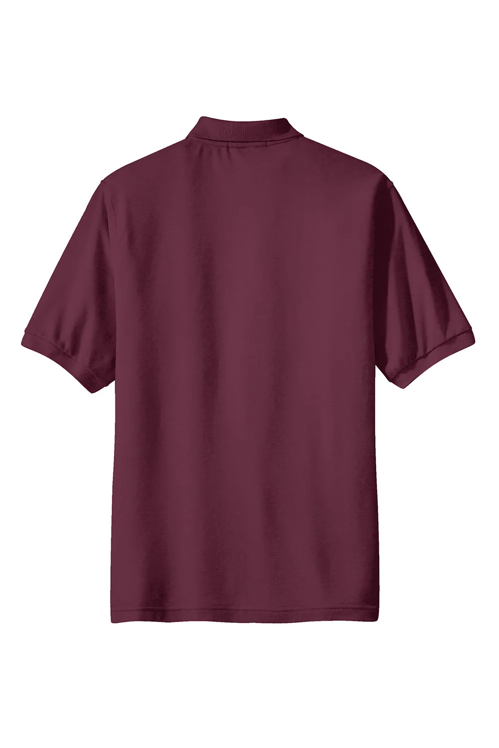Port Authority Mens Silk Touch Wrinkle Resistant Short Sleeve Polo Shirt w/ Pocket - Burgundy