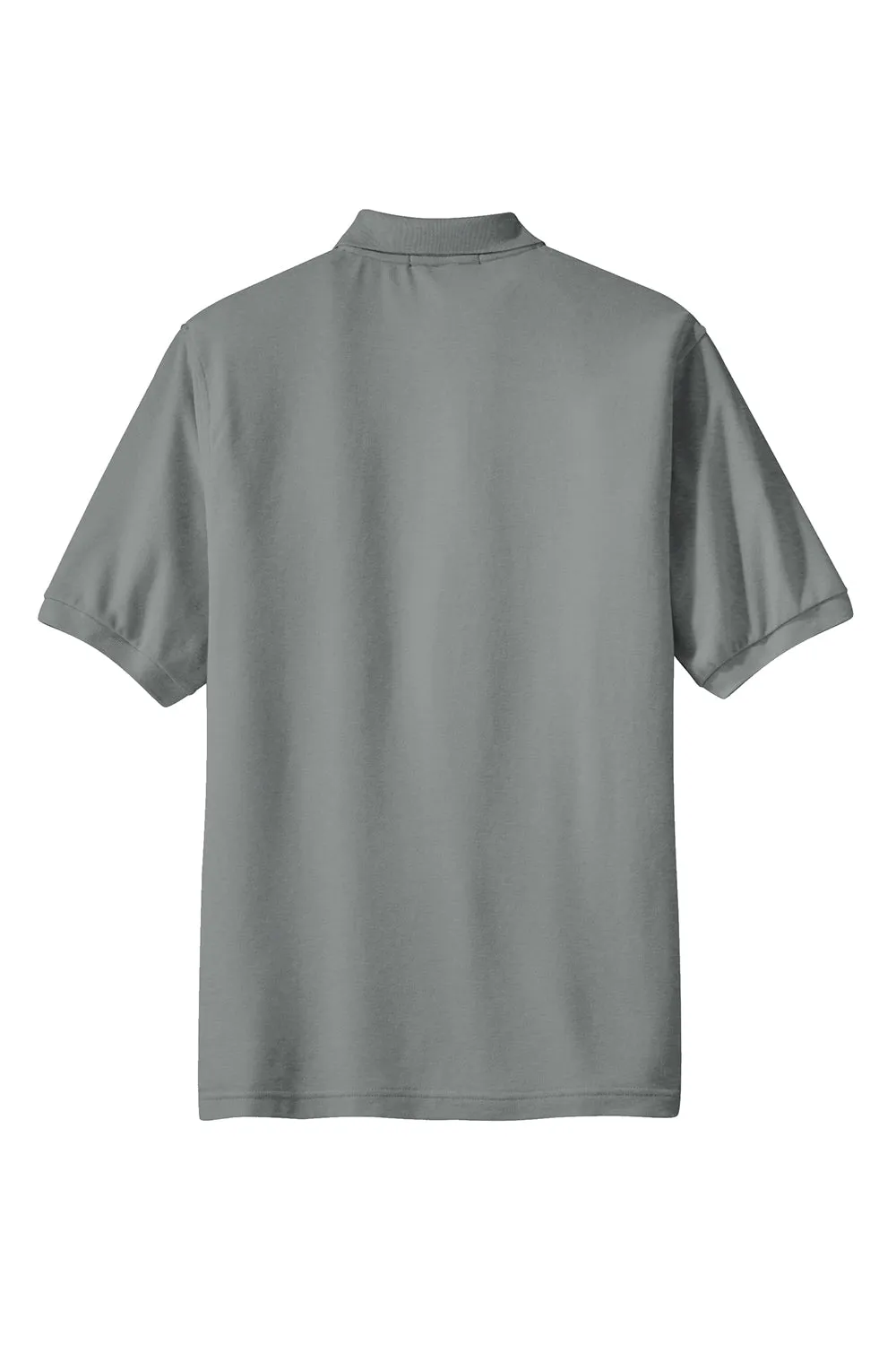 Port Authority Mens Silk Touch Wrinkle Resistant Short Sleeve Polo Shirt w/ Pocket - Cool Grey