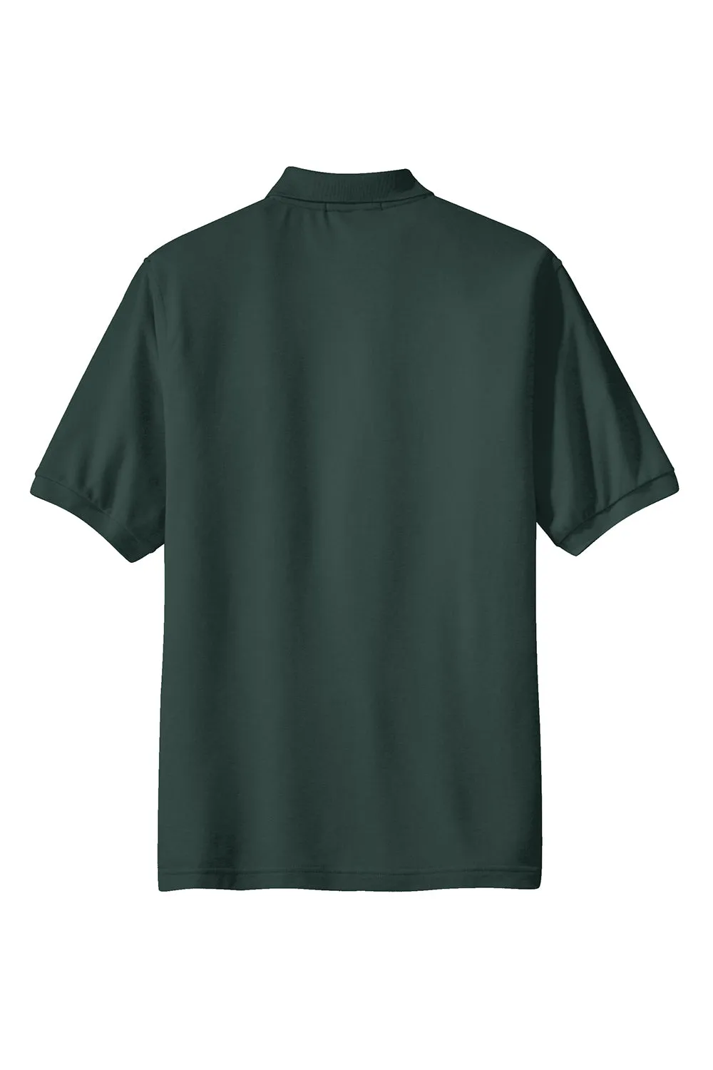 Port Authority Mens Silk Touch Wrinkle Resistant Short Sleeve Polo Shirt w/ Pocket - Dark Green