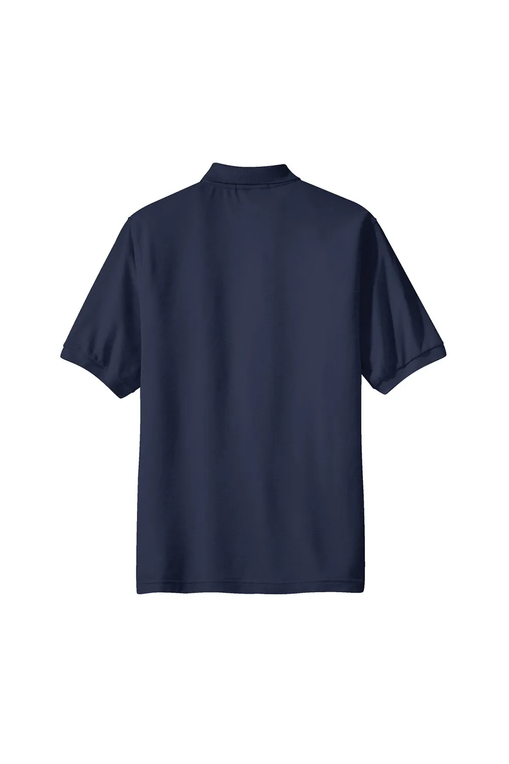 Port Authority Mens Silk Touch Wrinkle Resistant Short Sleeve Polo Shirt w/ Pocket - Navy Blue