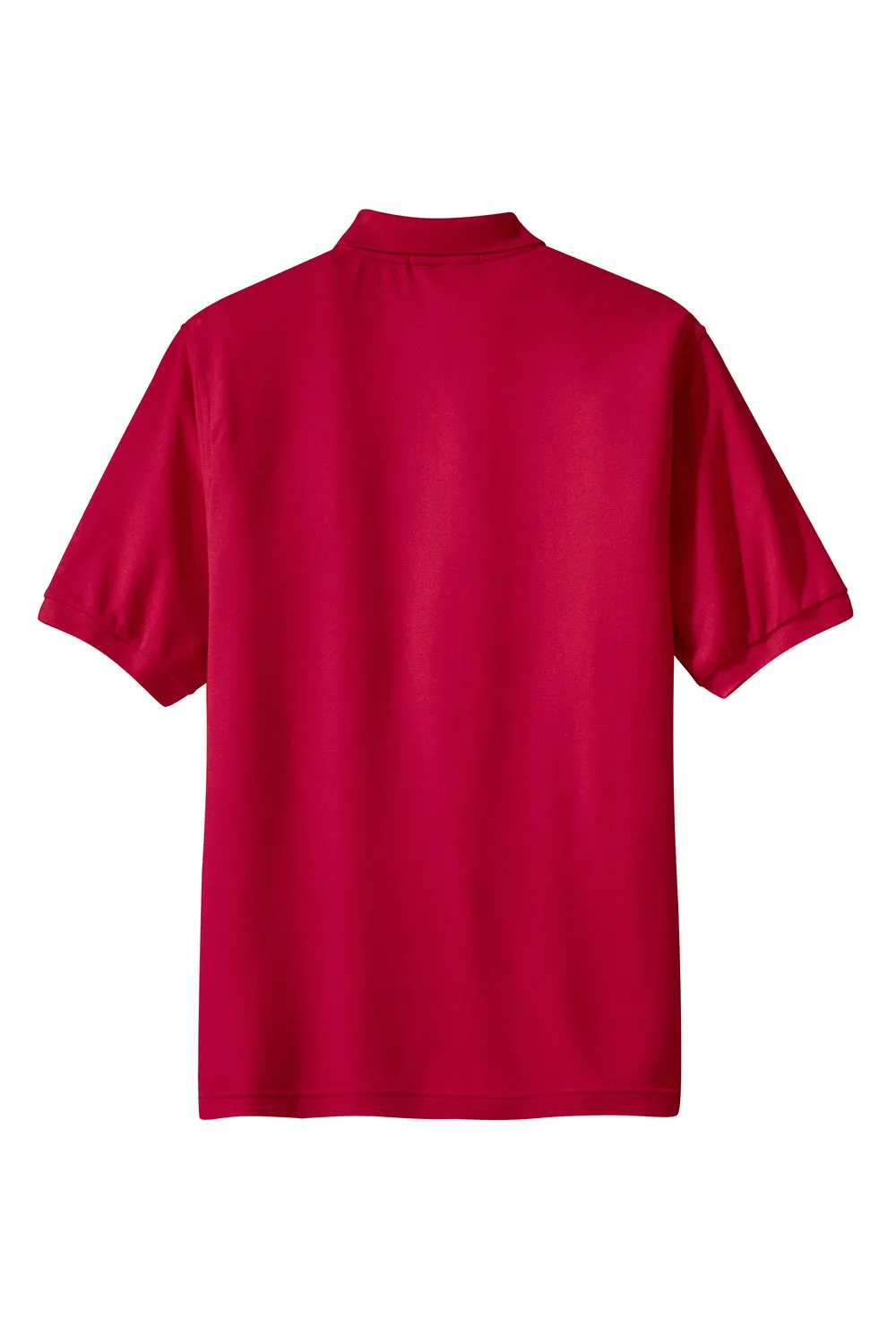 Port Authority Mens Silk Touch Wrinkle Resistant Short Sleeve Polo Shirt w/ Pocket - Red