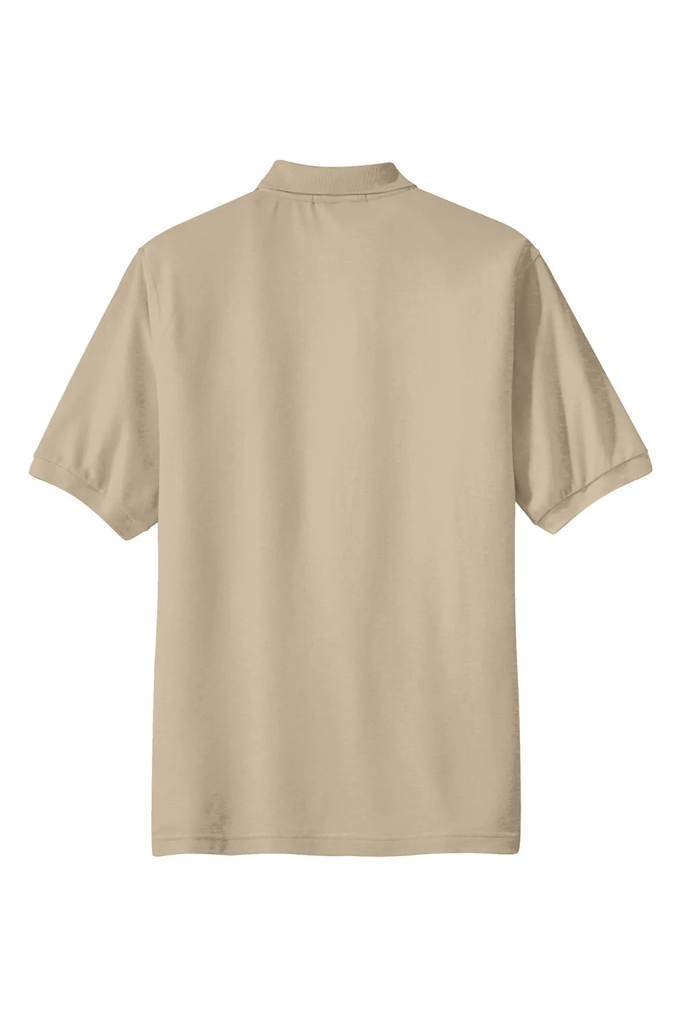 Port Authority Mens Silk Touch Wrinkle Resistant Short Sleeve Polo Shirt w/ Pocket - Stone