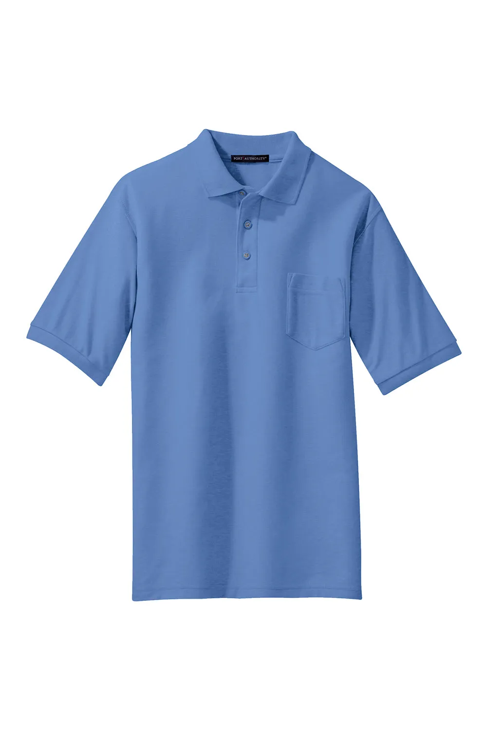 Port Authority Mens Silk Touch Wrinkle Resistant Short Sleeve Polo Shirt w/ Pocket - Ultramarine Blue