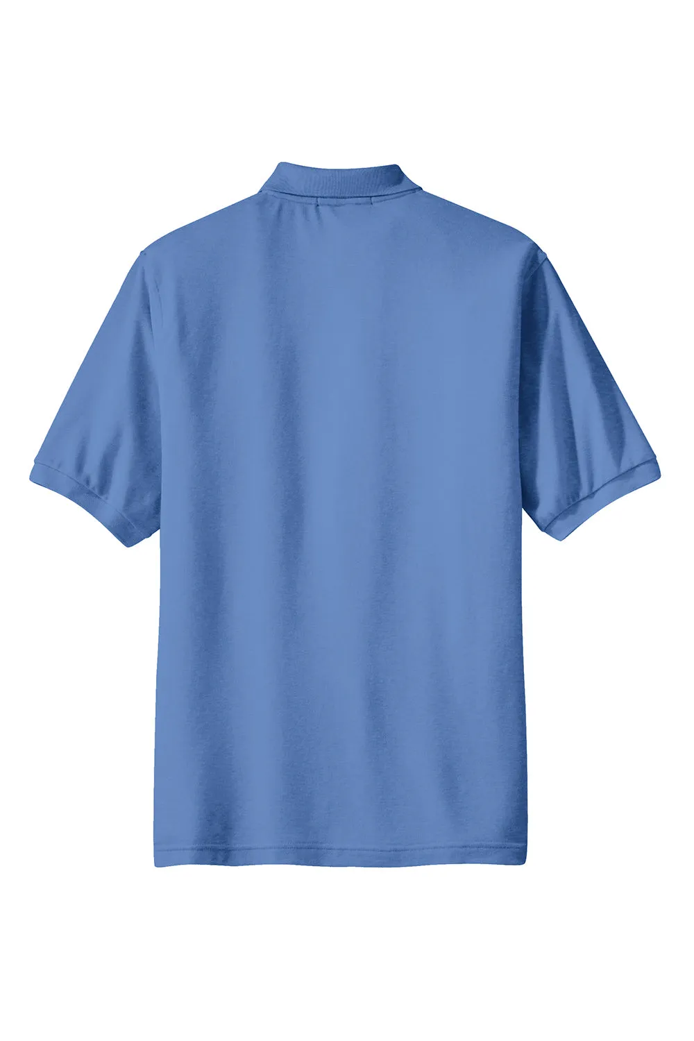 Port Authority Mens Silk Touch Wrinkle Resistant Short Sleeve Polo Shirt w/ Pocket - Ultramarine Blue