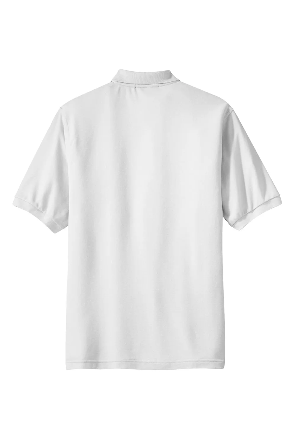Port Authority Mens Silk Touch Wrinkle Resistant Short Sleeve Polo Shirt w/ Pocket - White - Closeout