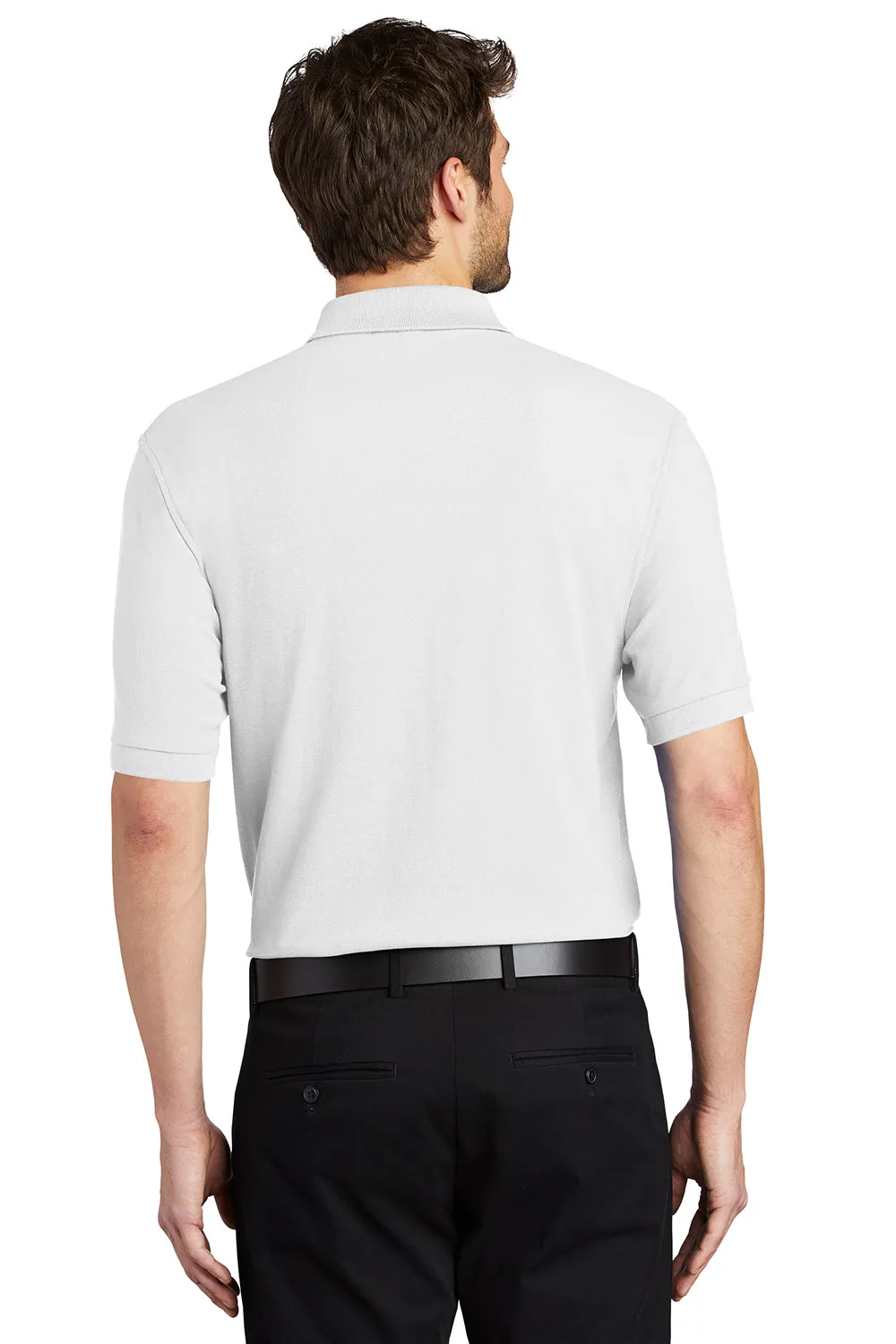 Port Authority Mens Silk Touch Wrinkle Resistant Short Sleeve Polo Shirt - White