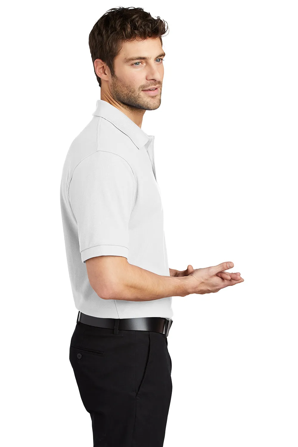 Port Authority Mens Silk Touch Wrinkle Resistant Short Sleeve Polo Shirt - White