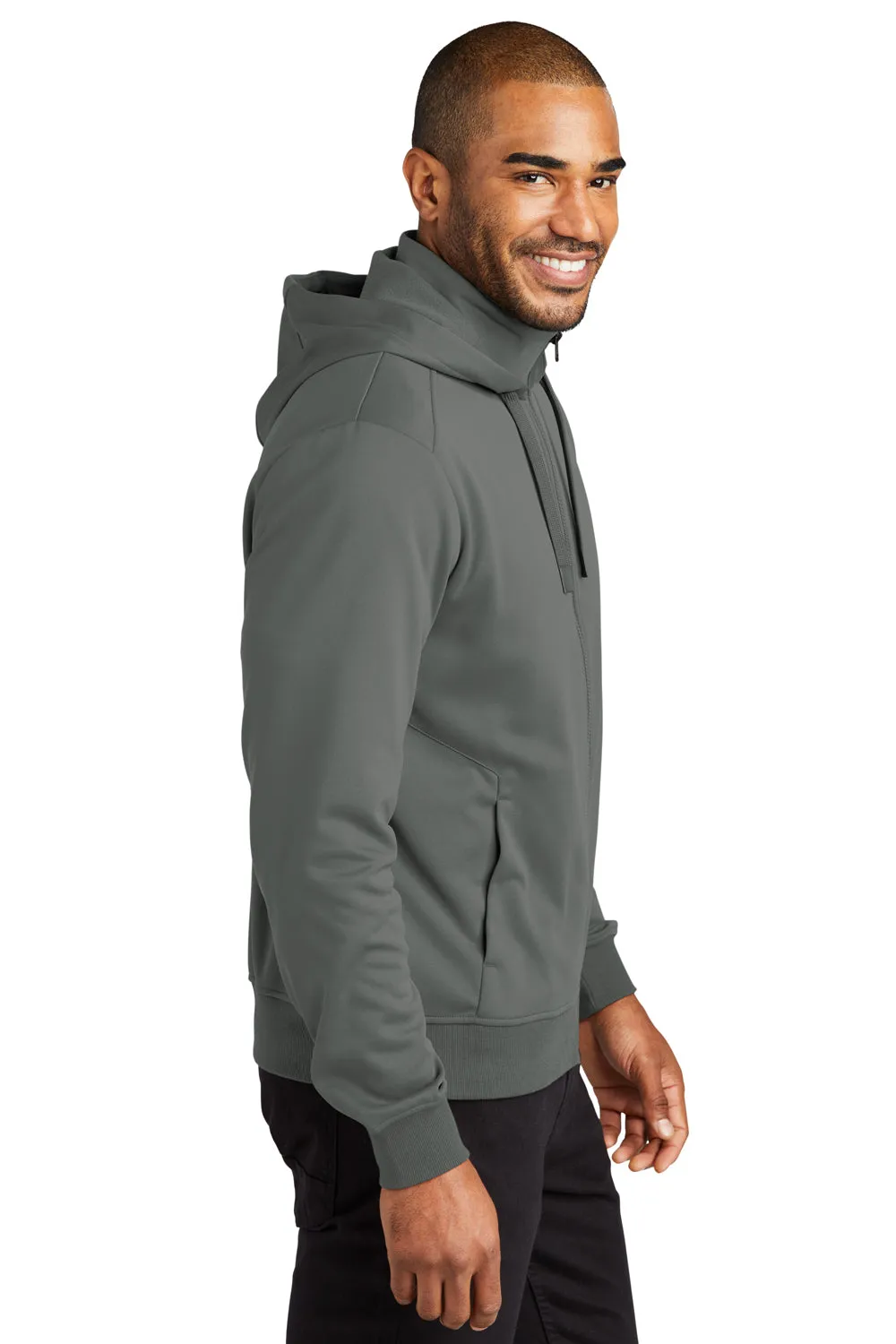 Port Authority Mens Smooth Fleece Full Zip Hooded Jacket - Graphite Grey