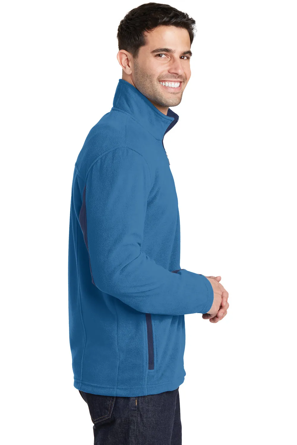 Port Authority Mens Summit Full Zip Fleece Jacket - Regal Blue/Dress Navy Blue - Closeout