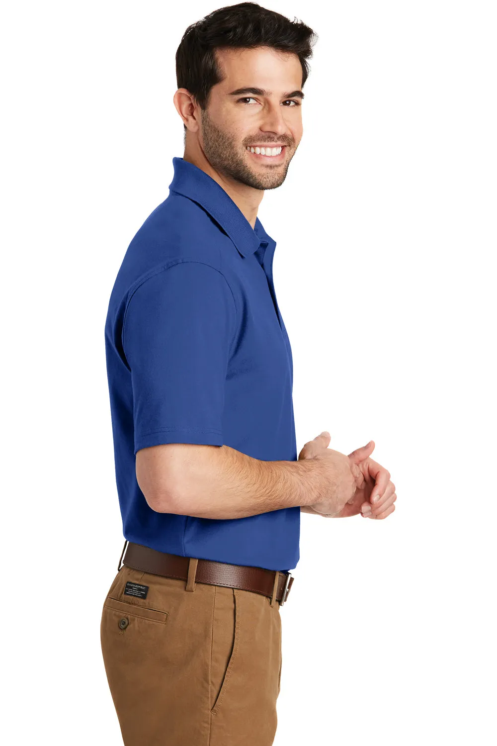 Port Authority Mens SuperPro Moisture Wicking Short Sleeve Polo Shirt - True Blue - Closeout