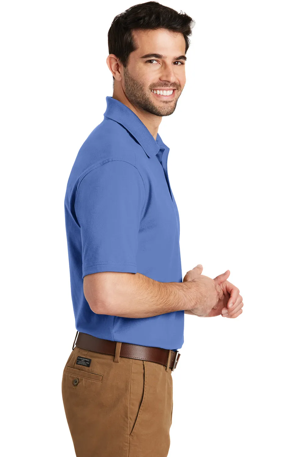 Port Authority Mens SuperPro Moisture Wicking Short Sleeve Polo Shirt - Ultramarine Blue - Closeout