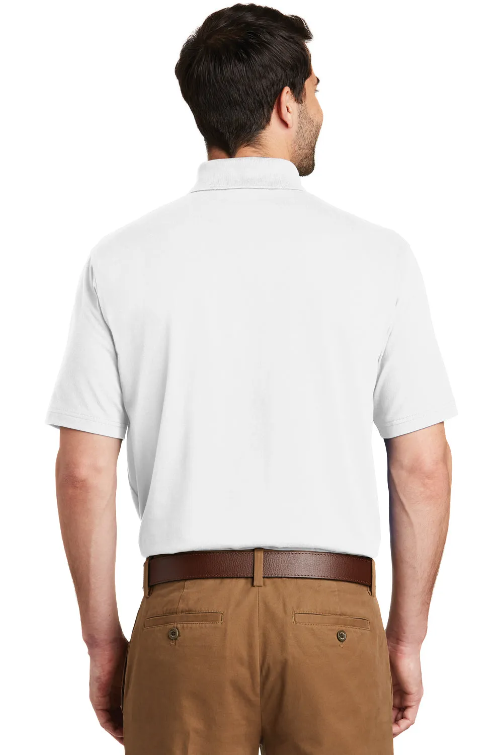 Port Authority Mens SuperPro Moisture Wicking Short Sleeve Polo Shirt - White - Closeout