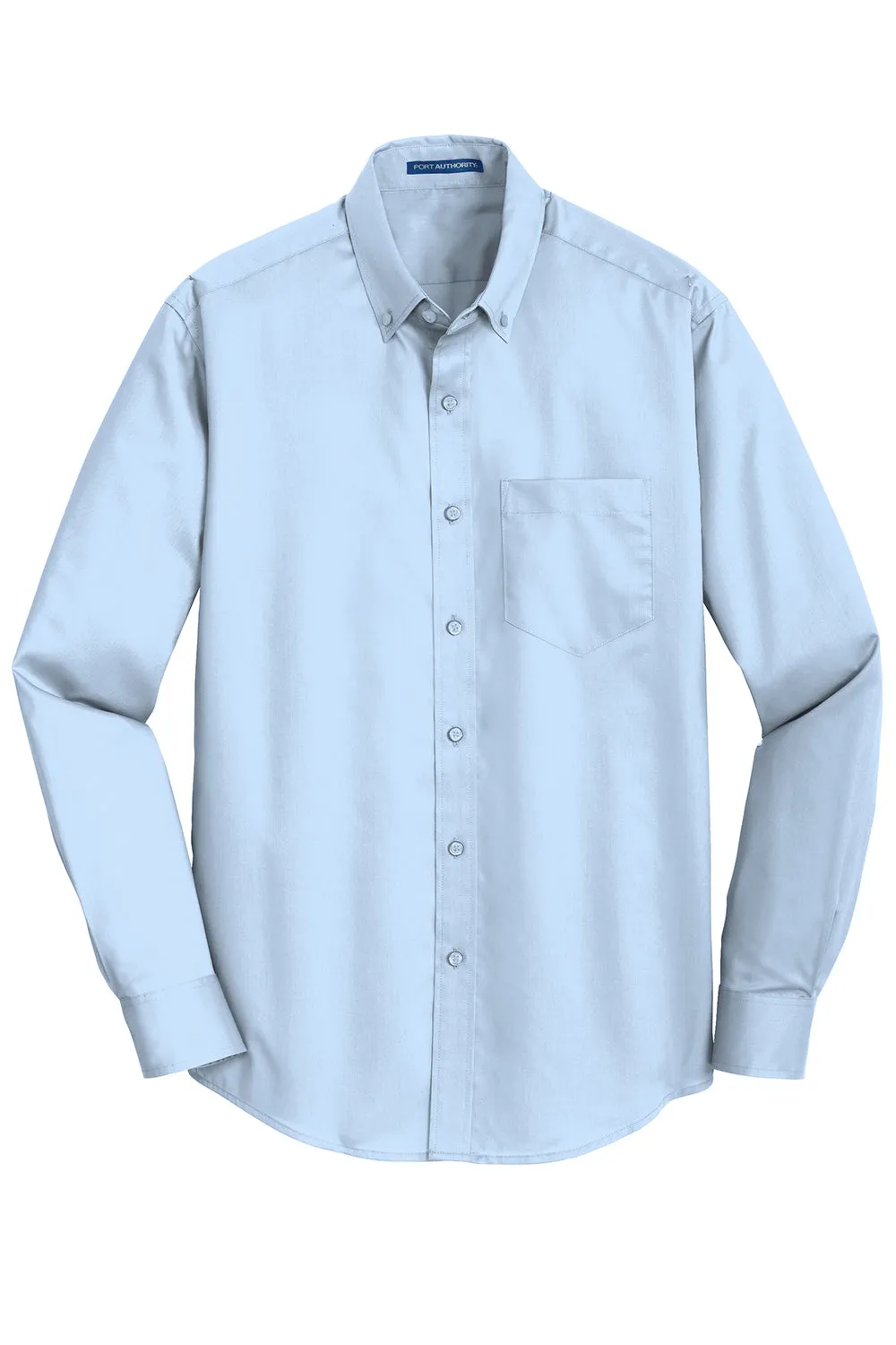 Port Authority Mens SuperPro Wrinkle Resistant Long Sleeve Button Down Shirt w/ Pocket - Cloud Blue - Closeout