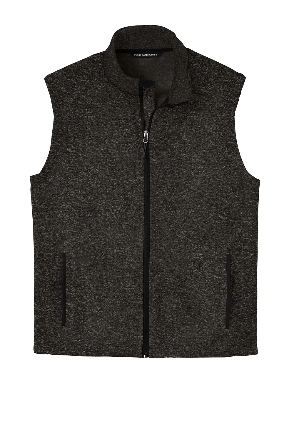 Port Authority Mens Sweater Fleece Full Zip Vest - Heather Black
