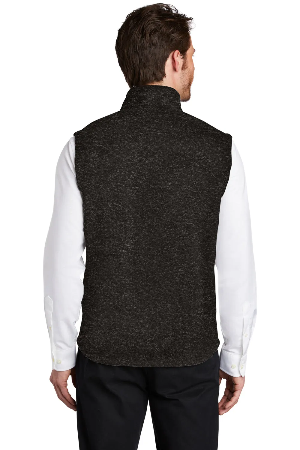 Port Authority Mens Sweater Fleece Full Zip Vest - Heather Black