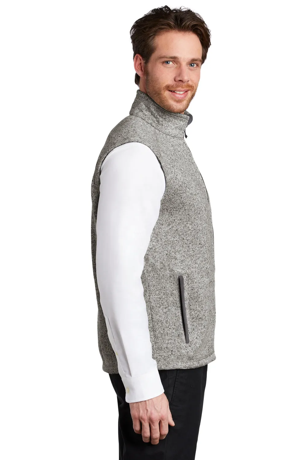 Port Authority Mens Sweater Fleece Full Zip Vest - Heather Grey