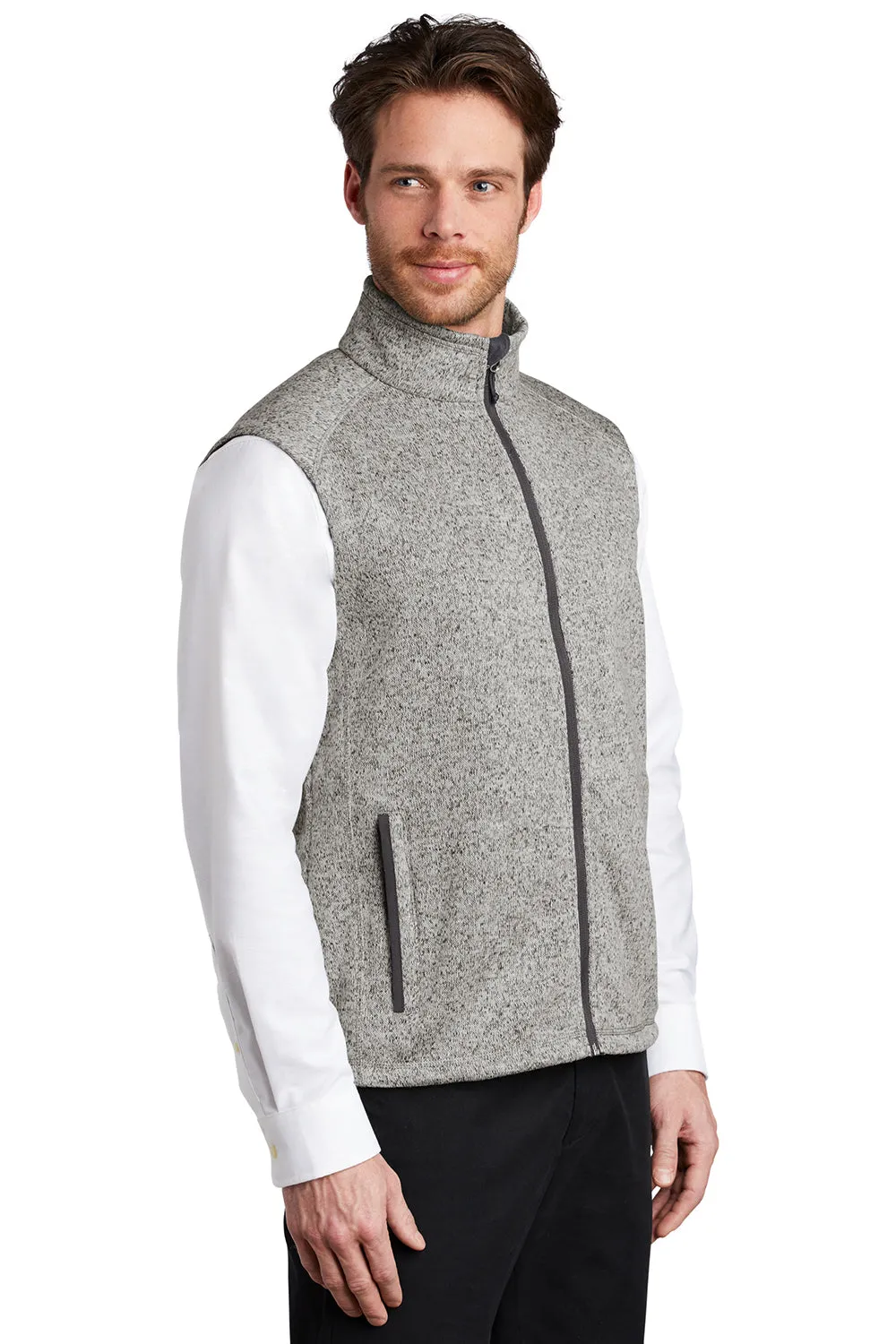 Port Authority Mens Sweater Fleece Full Zip Vest - Heather Grey