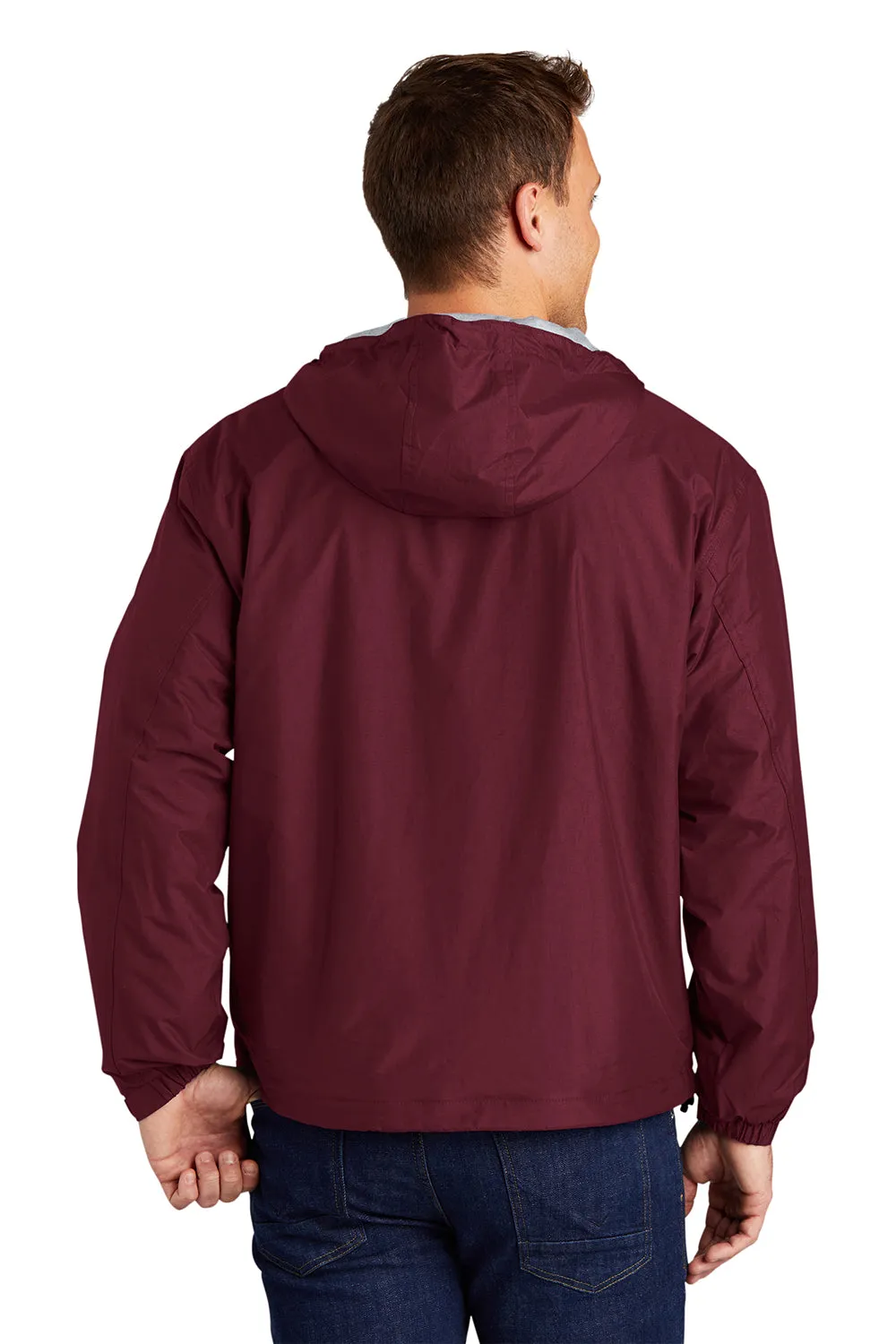 Port Authority Mens Team Wind & Water Resistant Full Zip Hooded Jacket - Maroon