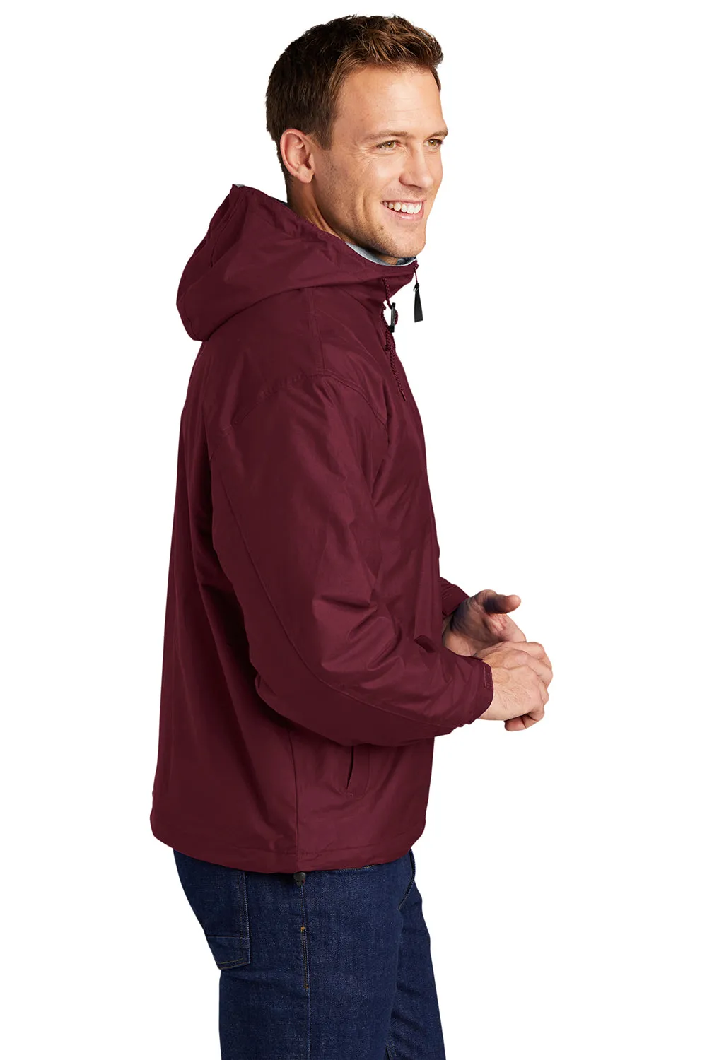 Port Authority Mens Team Wind & Water Resistant Full Zip Hooded Jacket - Maroon