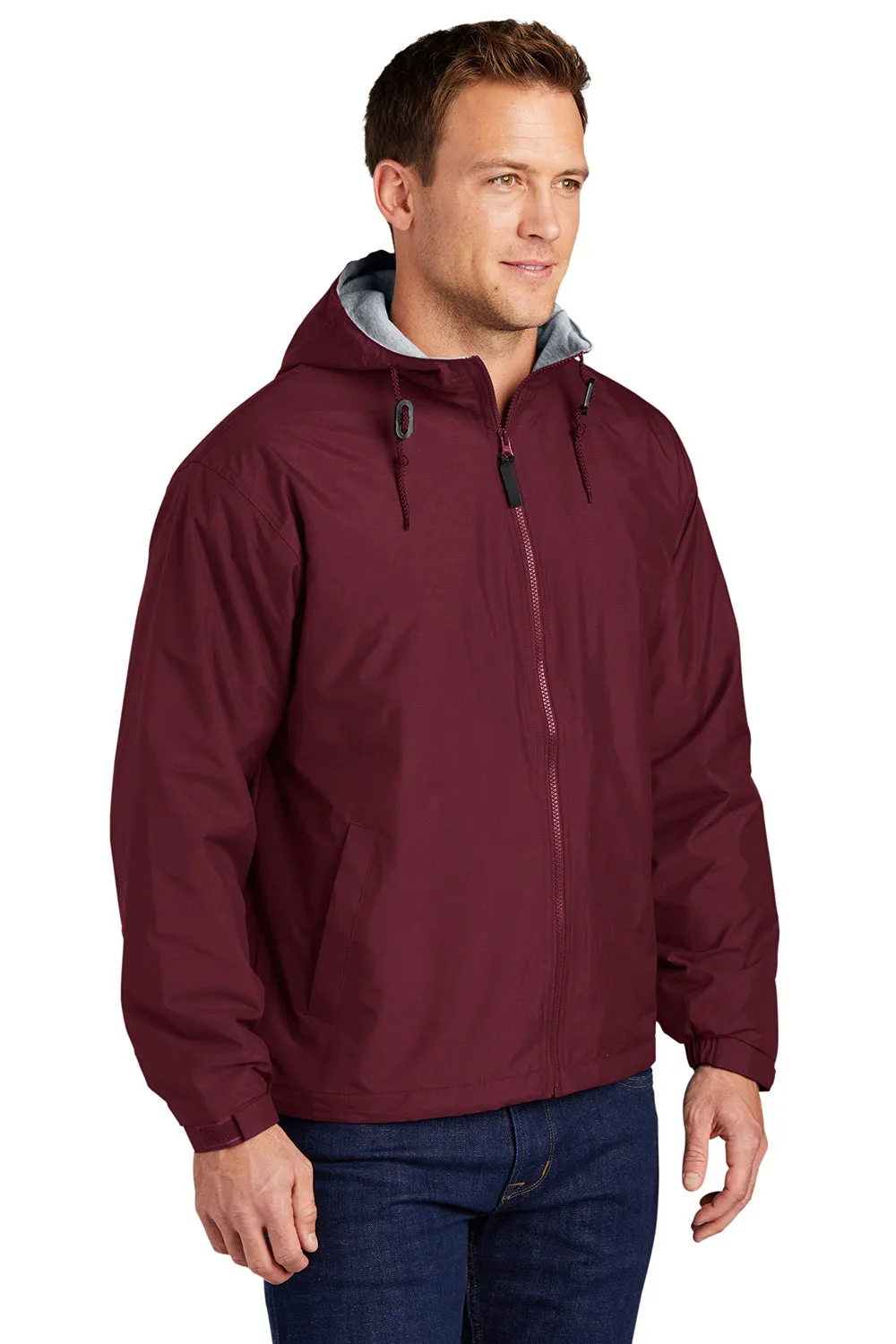 Port Authority Mens Team Wind & Water Resistant Full Zip Hooded Jacket - Maroon