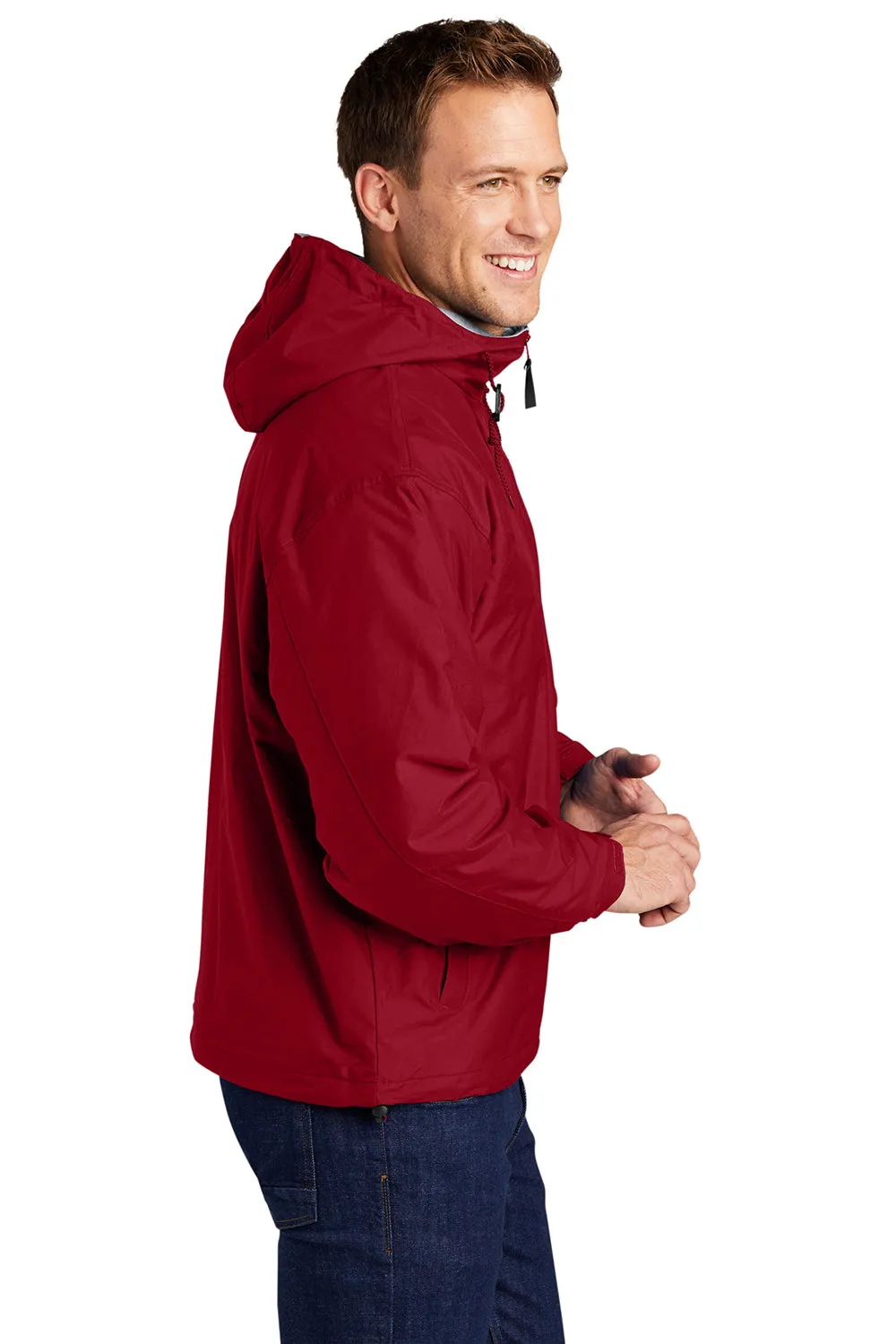 Port Authority Mens Team Wind & Water Resistant Full Zip Hooded Jacket - Red