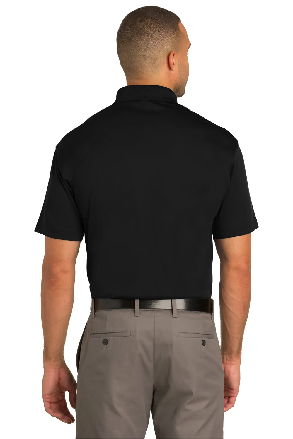 Port Authority Mens Tech Moisture Wicking Short Sleeve Polo Shirt - Black - Closeout