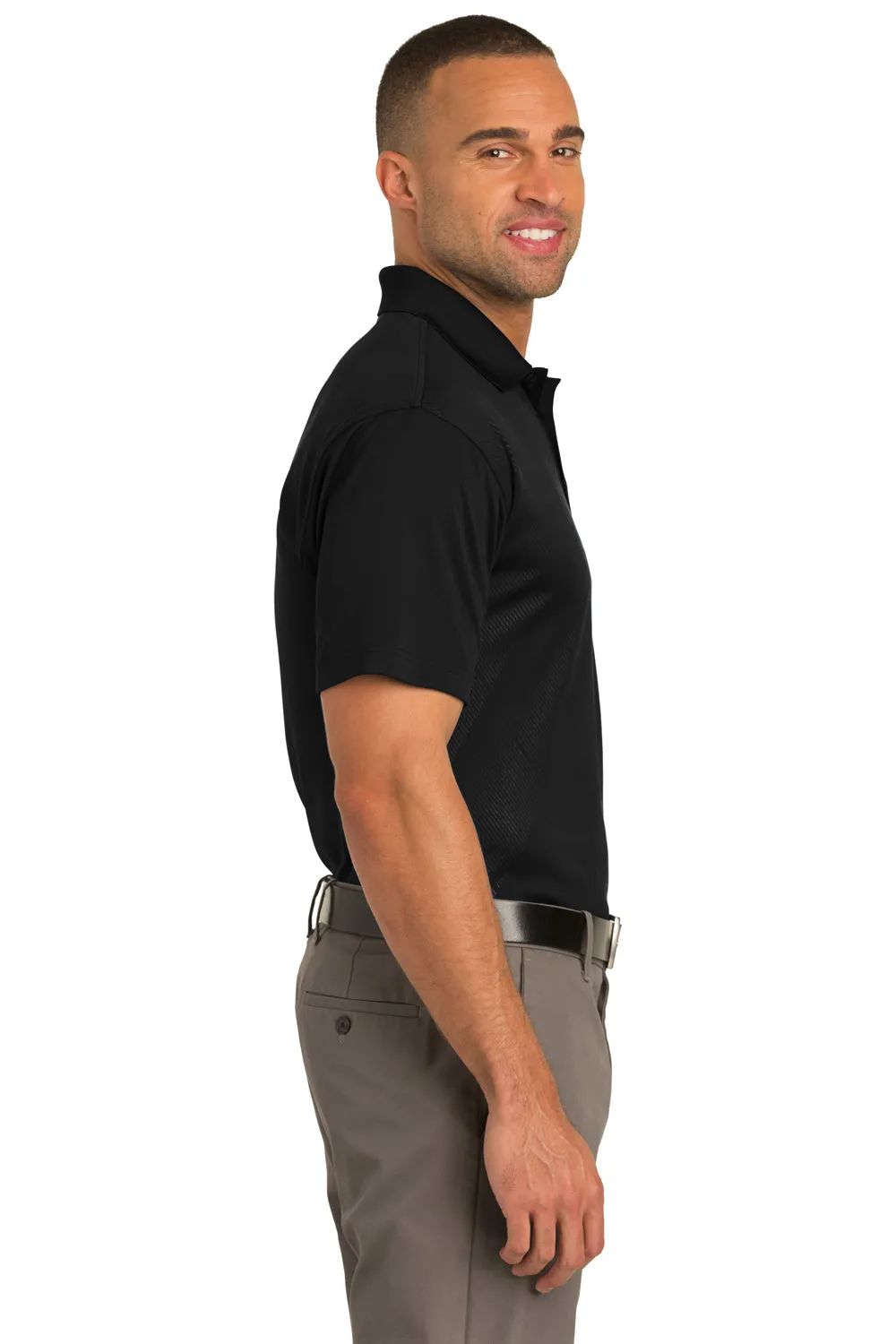 Port Authority Mens Tech Moisture Wicking Short Sleeve Polo Shirt - Black - Closeout