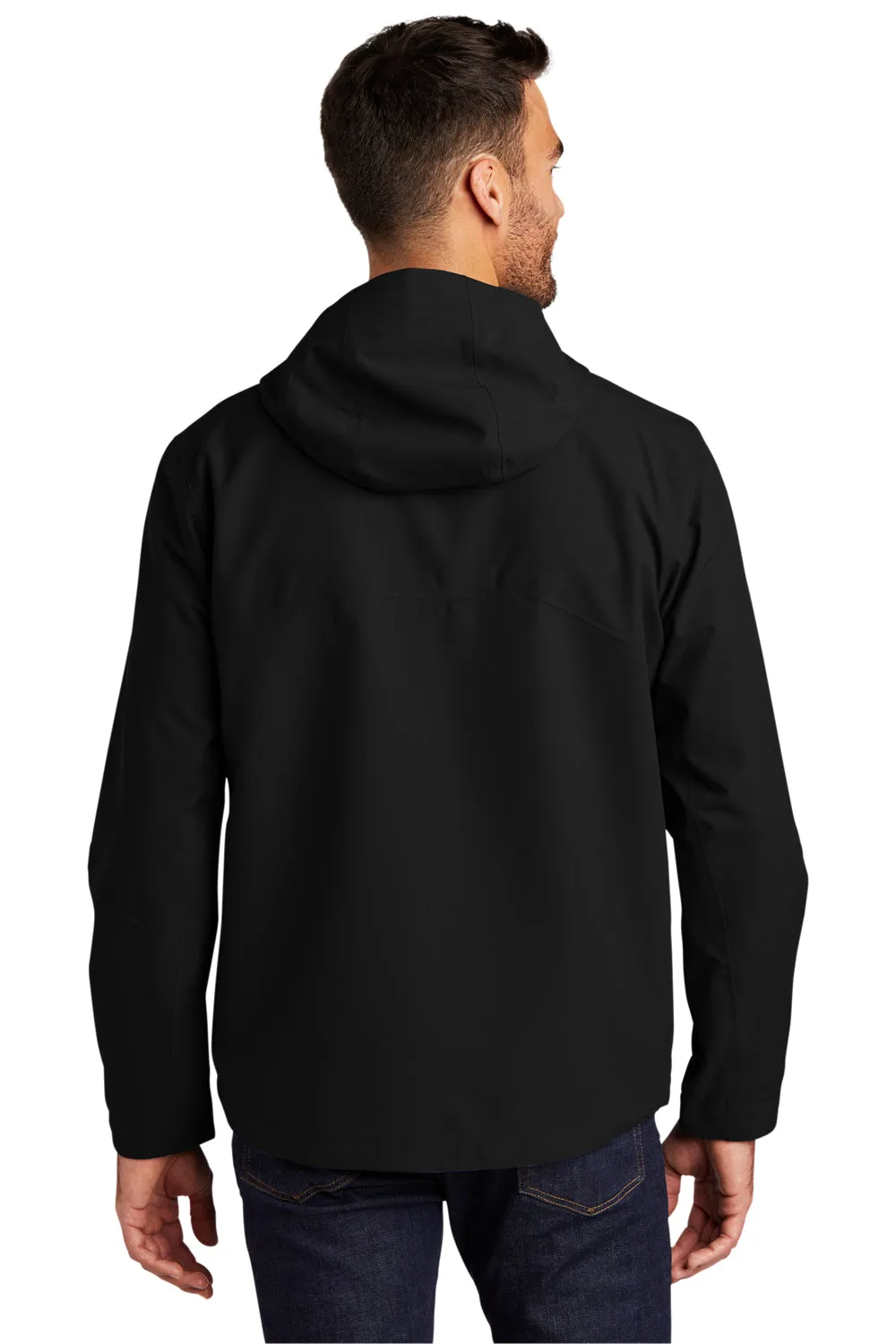 Port Authority Mens Tech Wind & Water Resistant Full Zip Hooded Rain Jacket - Deep Black
