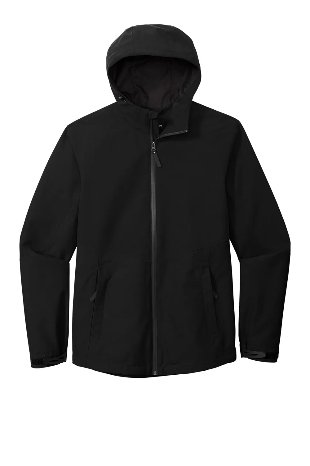 Port Authority Mens Tech Wind & Water Resistant Full Zip Hooded Rain Jacket - Deep Black