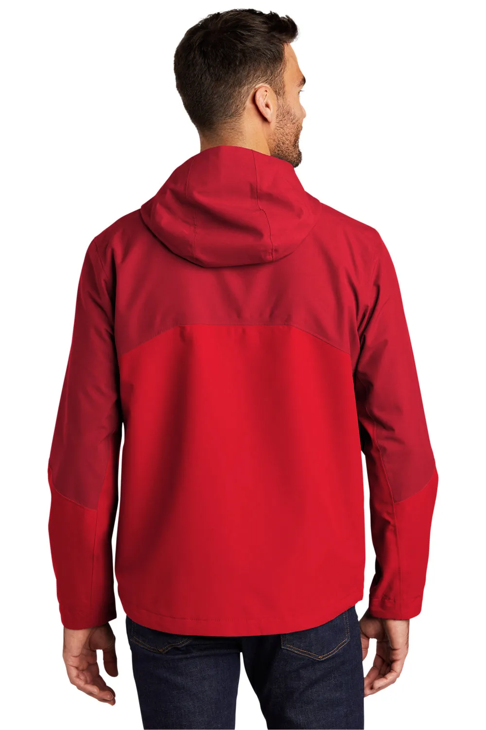 Port Authority Mens Tech Wind & Water Resistant Full Zip Hooded Rain Jacket - Sangria Red/True Red - Closeout